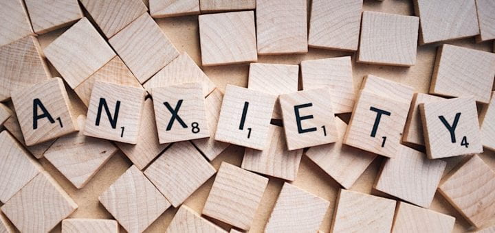 Anxiety spelled with wooden letters